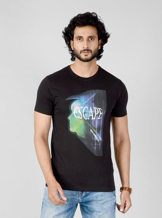 Black Printed Slim Fit T-shirt | JB Sport