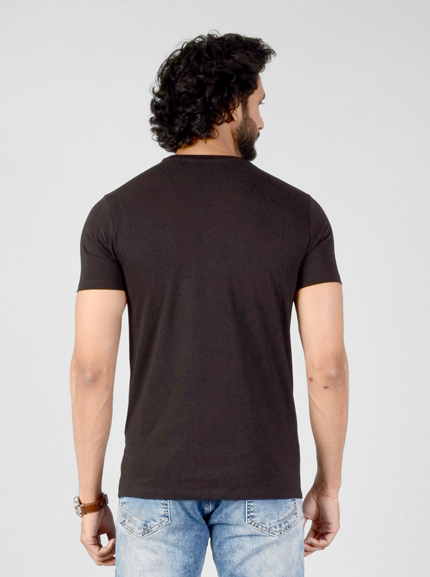 Black Printed Slim Fit T-shirt | JB Sport