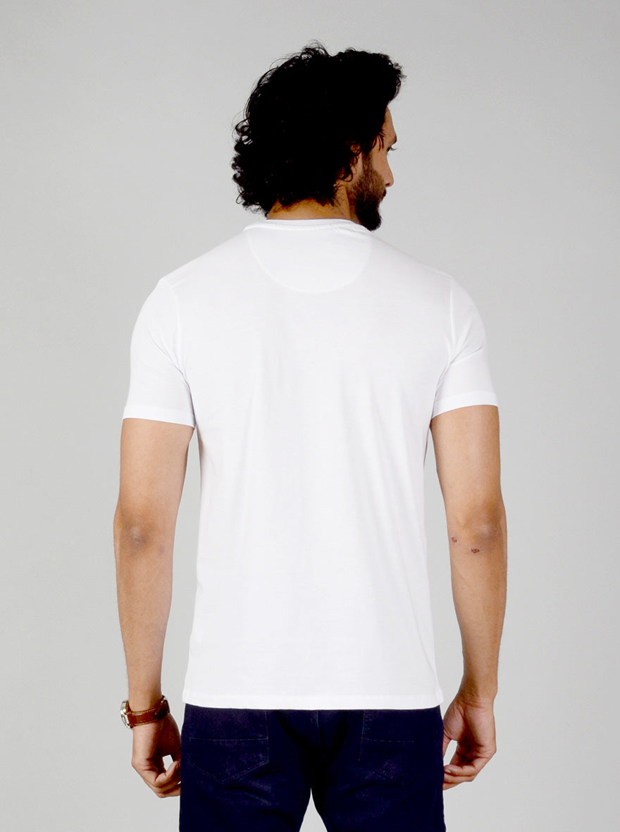 White Printed Slim Fit T-shirt | JB Sport