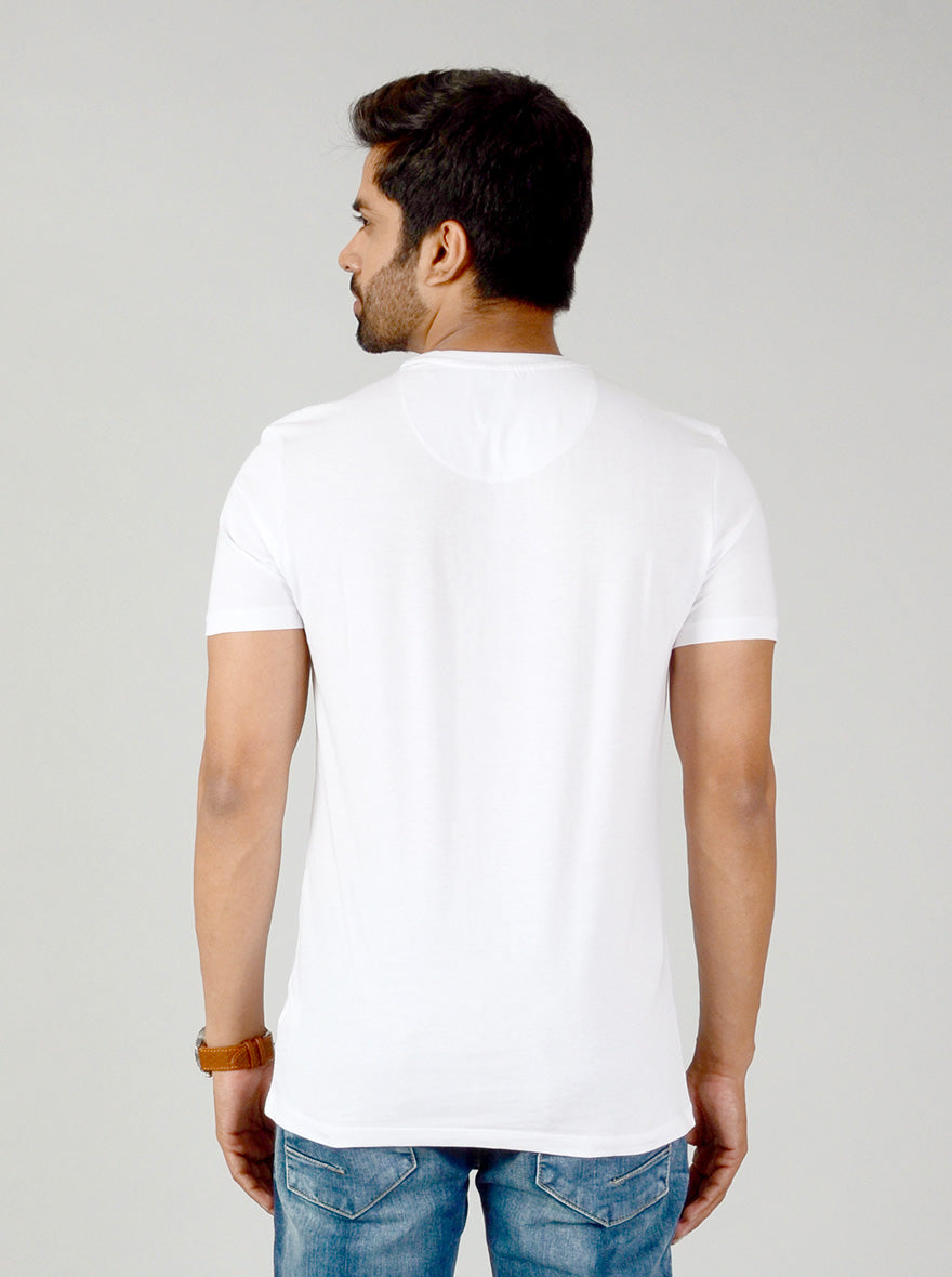 White Printed Slim Fit T-shirt | JB Sport