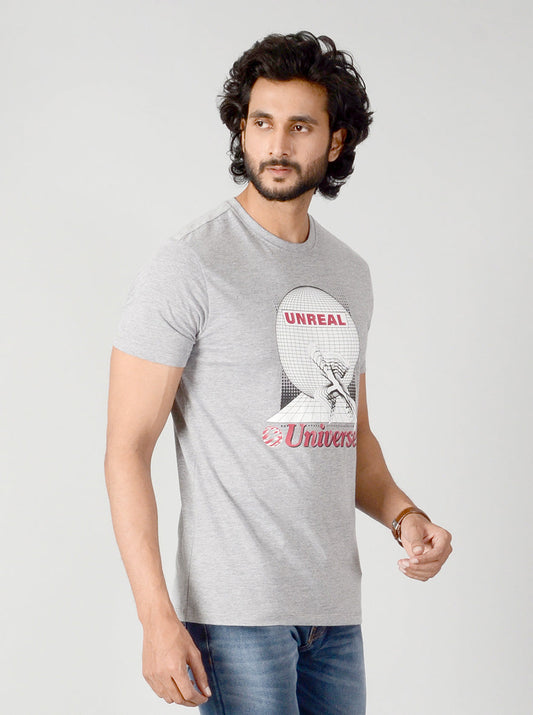 Grey Printed Slim Fit T-shirt | JB Sport