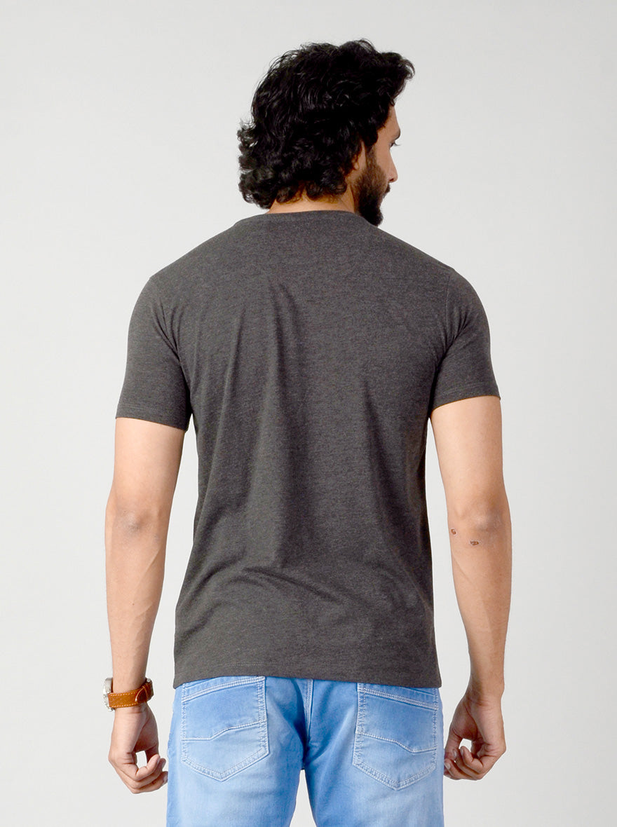 Dark Grey Printed Slim Fit T-shirt | JB Sport