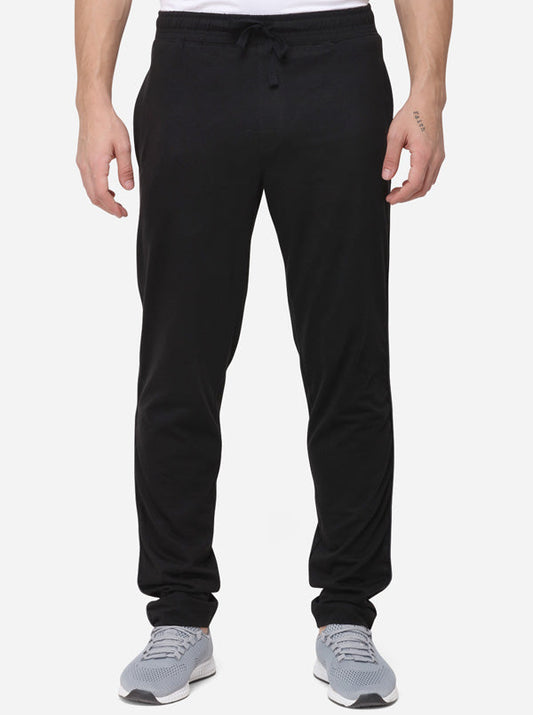 Black Slim Fit Solid Track Pants | JadeBlue