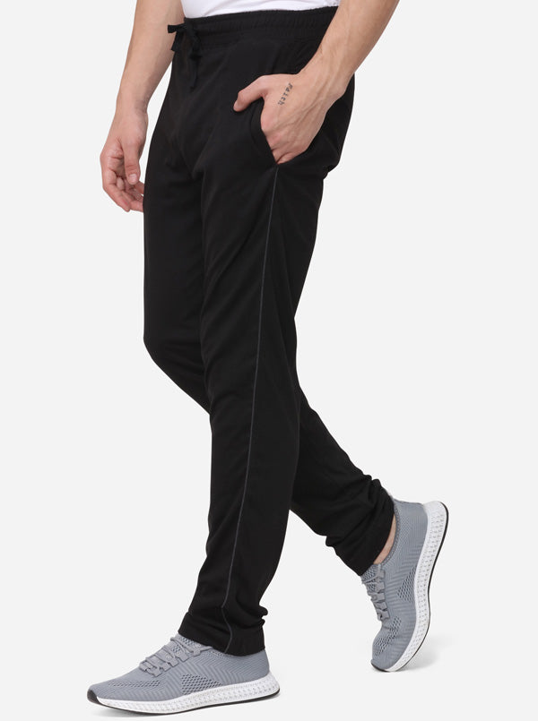 Black Slim Fit Solid Track Pants | JadeBlue