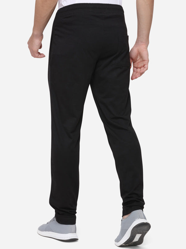 Black Slim Fit Solid Track Pants | JadeBlue