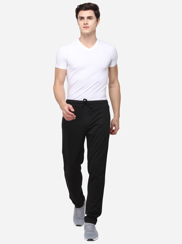 Black Slim Fit Solid Track Pants | JadeBlue