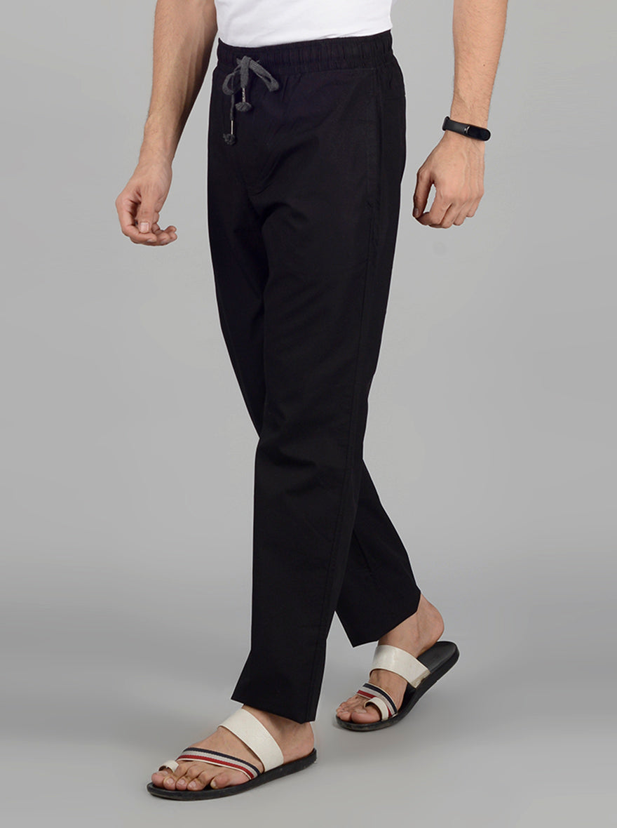 Black Solid Regular Fit Paijama | JadeBlue