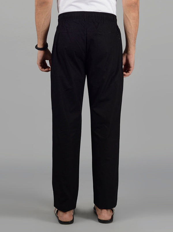 Black Solid Regular Fit Paijama | JadeBlue