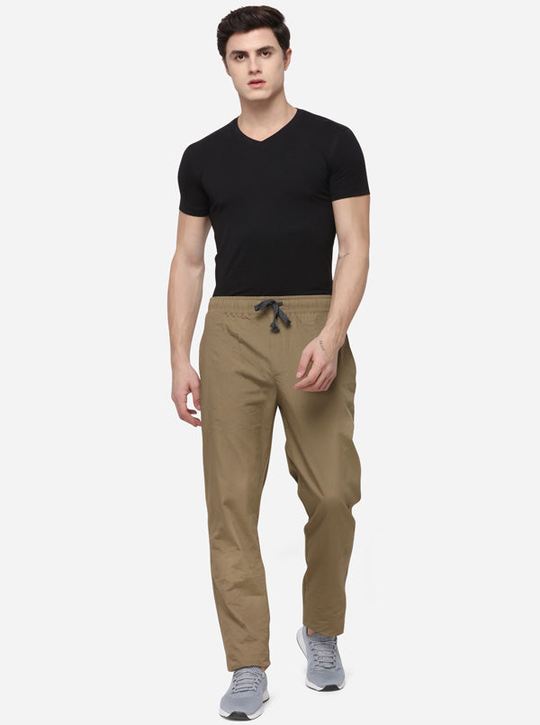 Khaki Solid Slim Fit Paijama | JadeBlue