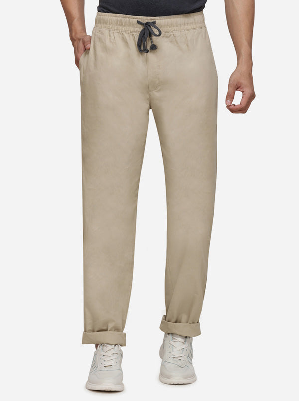 Khaki Solid Slim Fit Paijama | JadeBlue