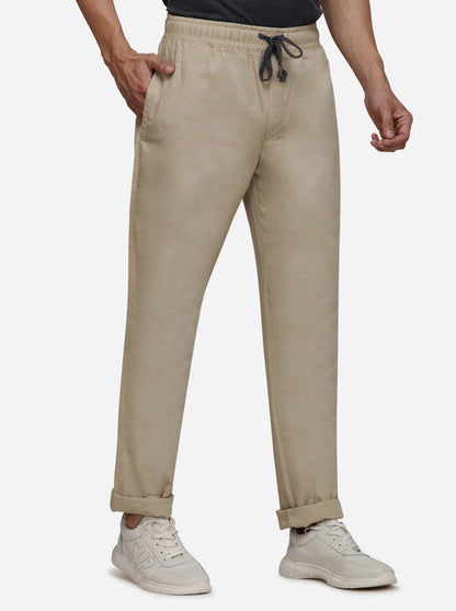 Khaki Solid Slim Fit Paijama | JadeBlue