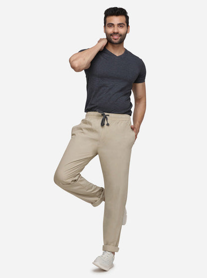 Khaki Solid Slim Fit Paijama | JadeBlue