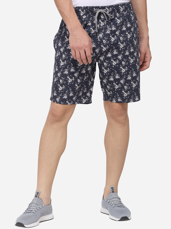 Black Regular Fit Printed Shorts | JadeBlue