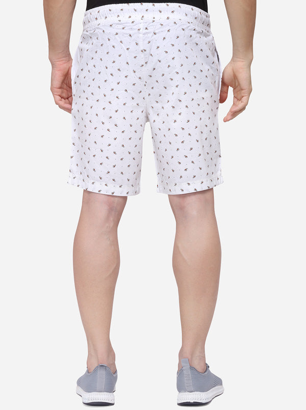 White Regular Fit Printed Shorts | JadeBlue