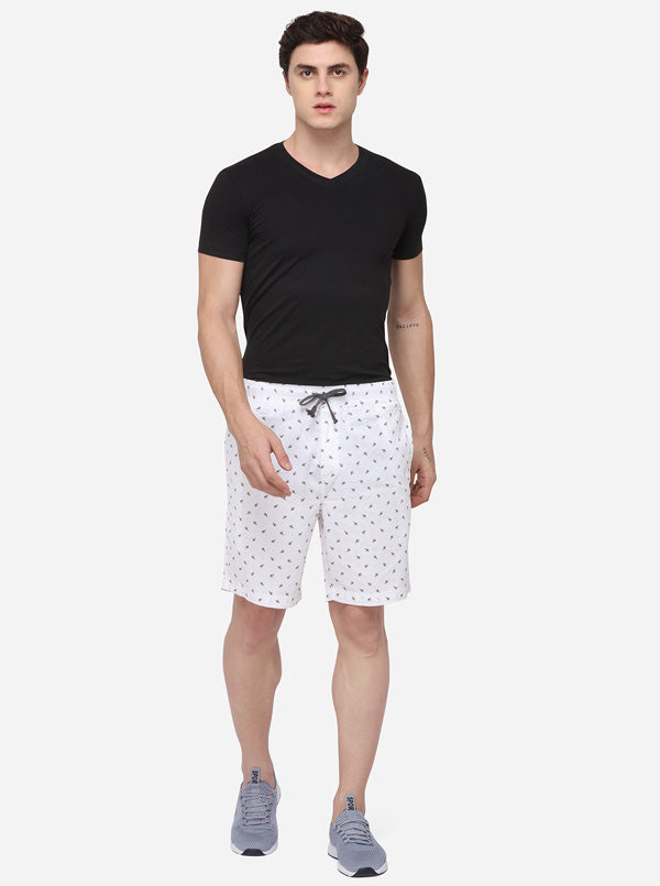 White Regular Fit Printed Shorts | JadeBlue