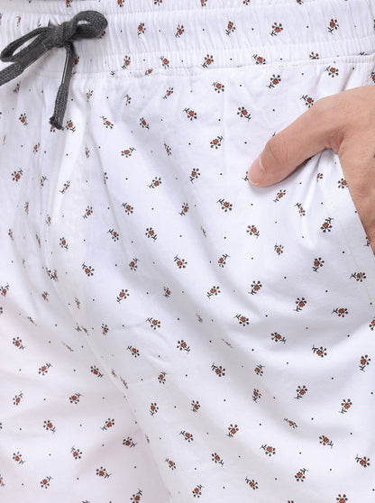 White Regular Fit Printed Shorts | JadeBlue