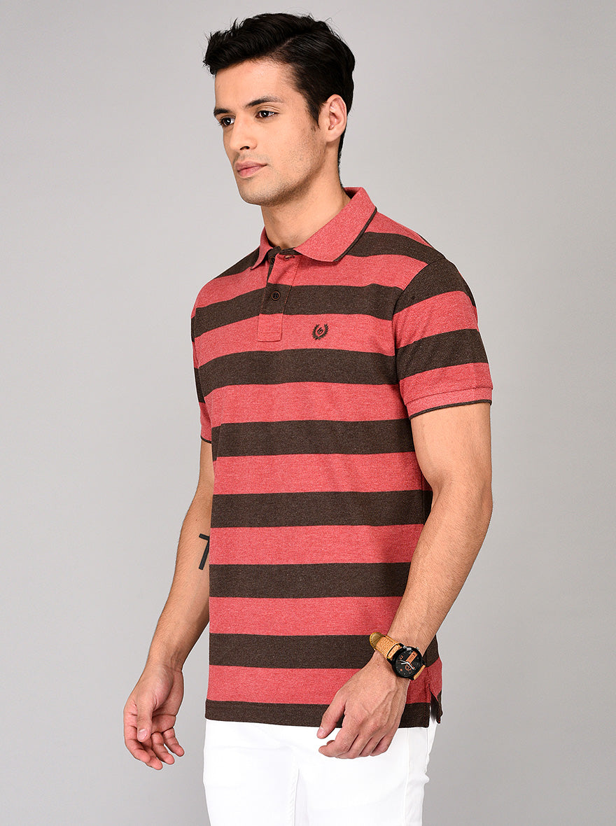 Red & Brown Slim Fit Polo T-shirt | Greenfibre