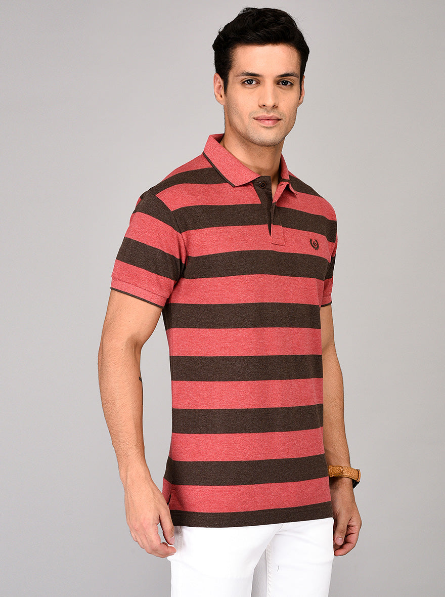 Red & Brown Slim Fit Polo T-shirt | Greenfibre