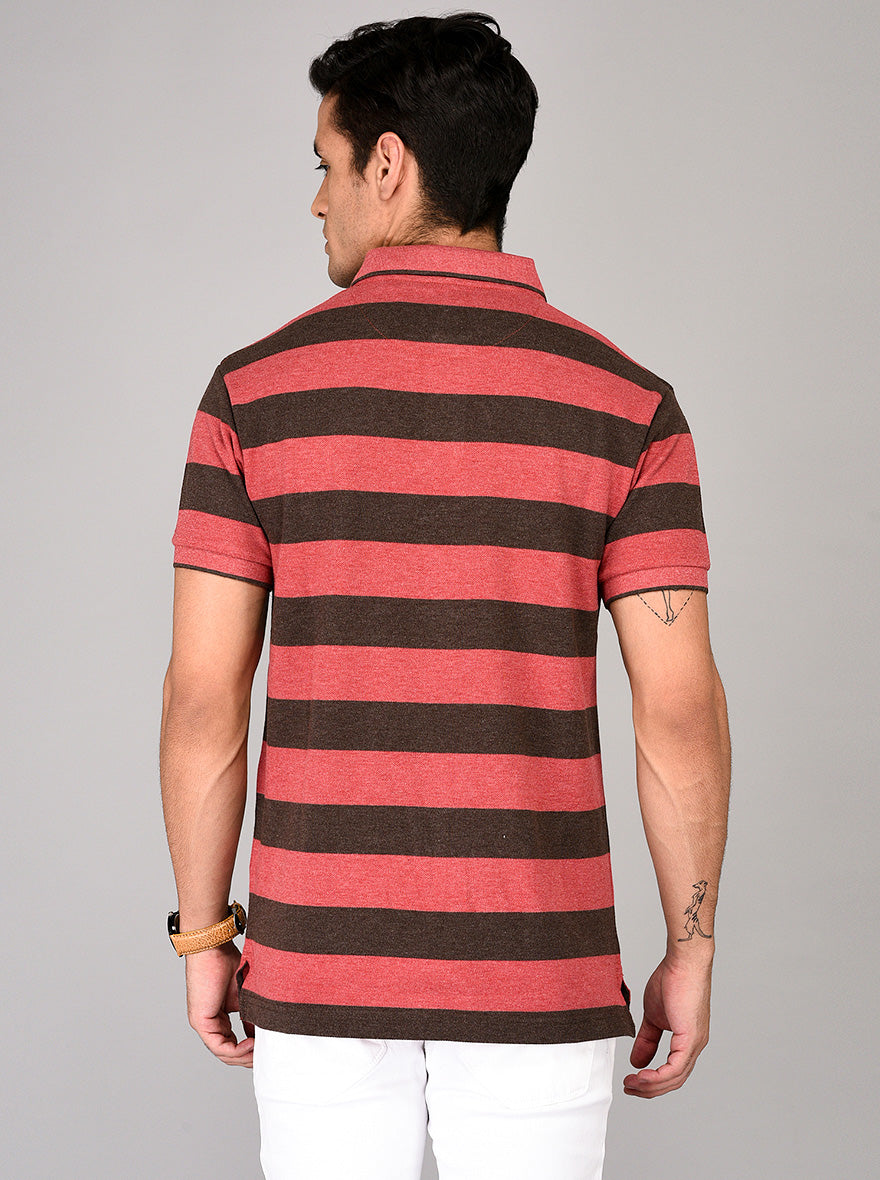 Red & Brown Slim Fit Polo T-shirt | Greenfibre