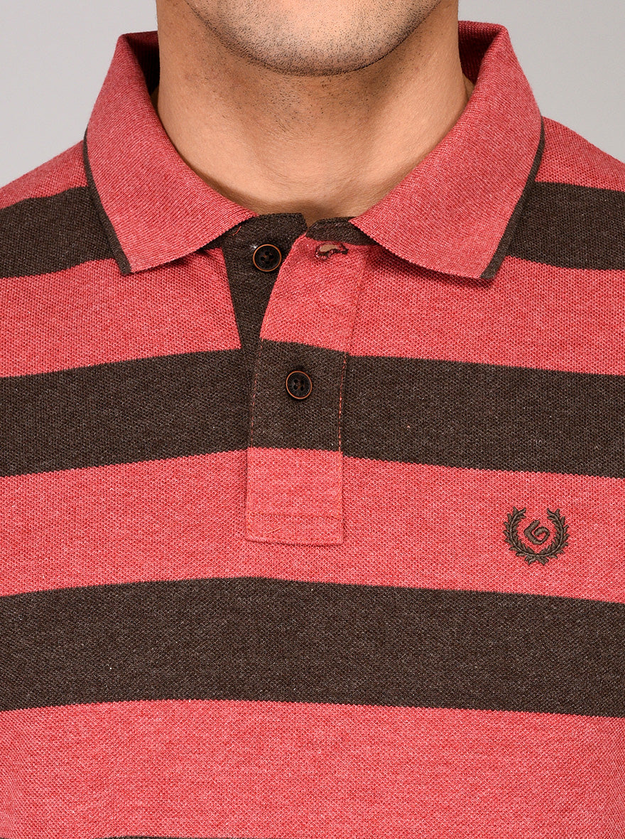 Red & Brown Slim Fit Polo T-shirt | Greenfibre