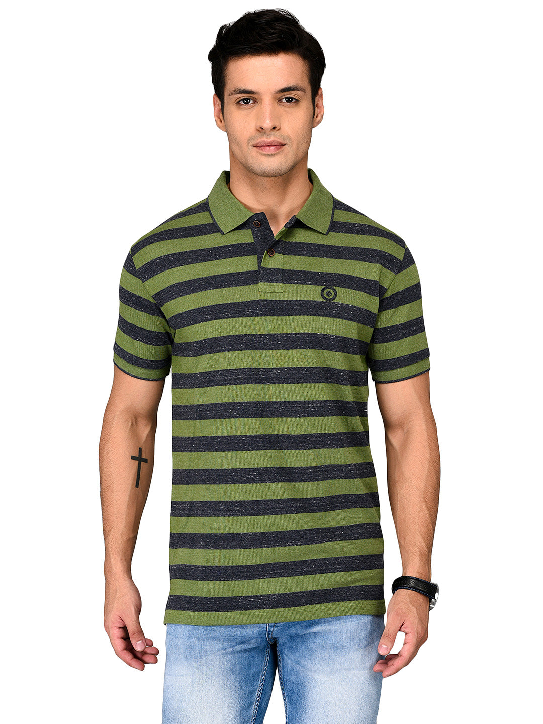 Green & Black Slim Fit Polo T-shirt | Greenfibre