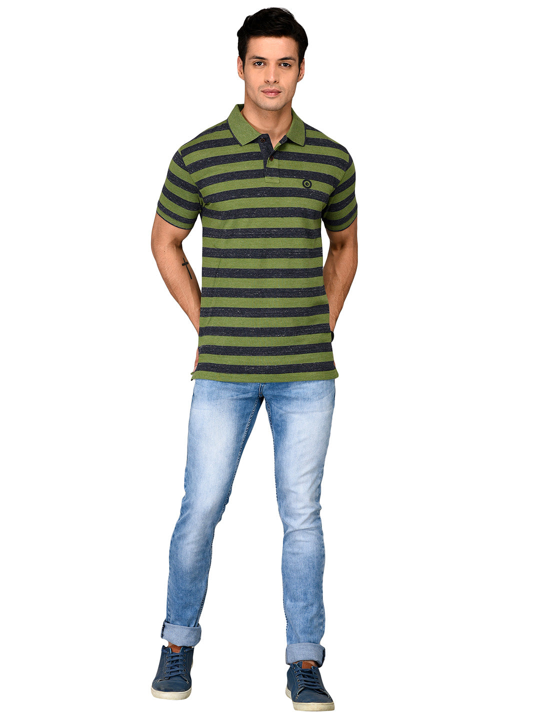 Green & Black Slim Fit Polo T-shirt | Greenfibre