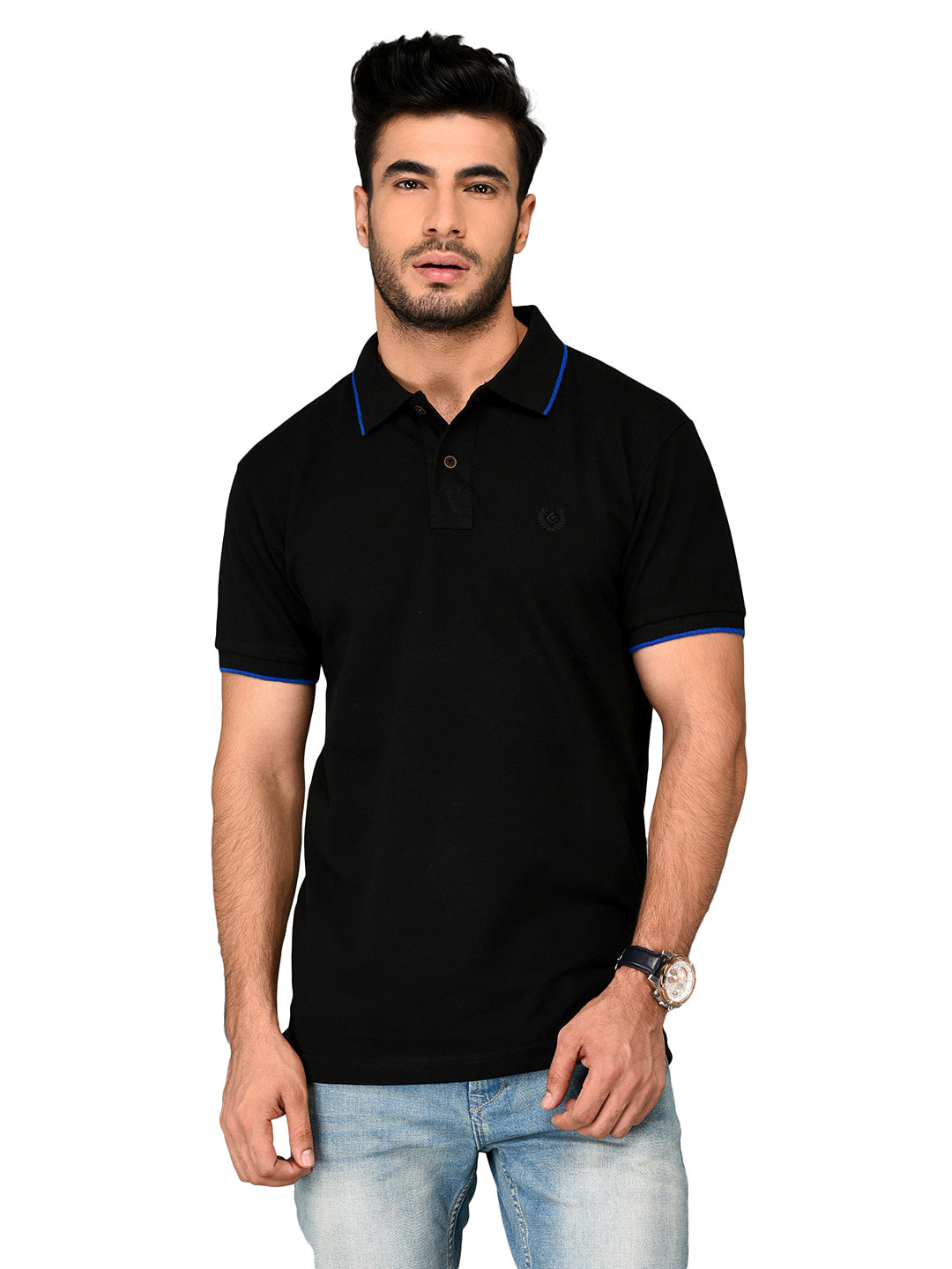 Black Slim Fit Polo T-shirt | Greenfibre