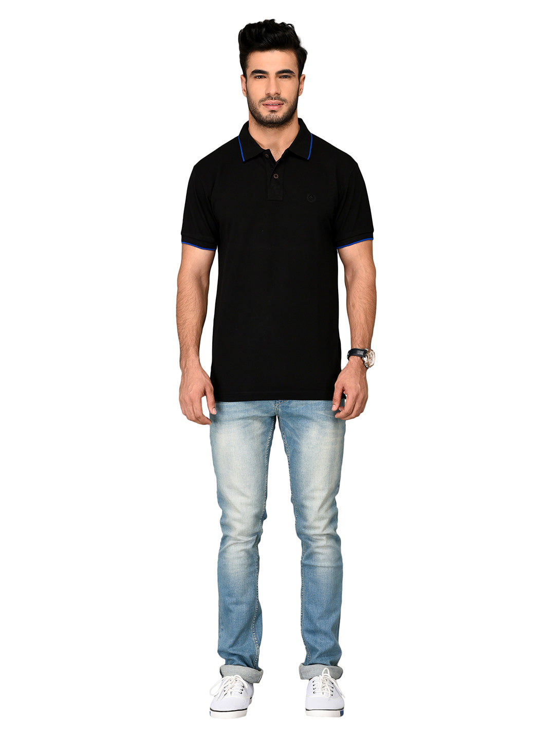 Black Slim Fit Polo T-shirt | Greenfibre