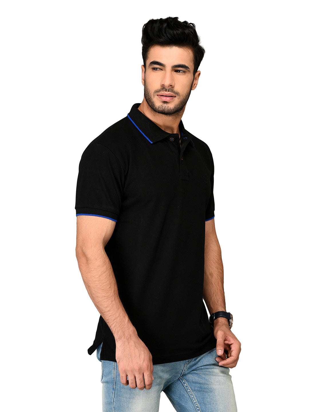 Black Slim Fit Polo T-shirt | Greenfibre