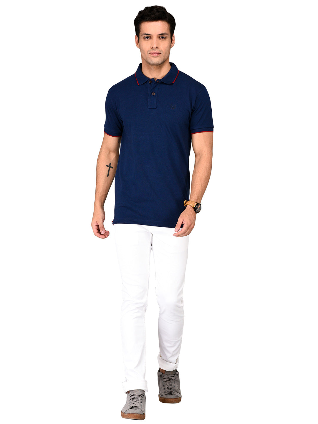 Navy Blue Slim Fit Polo T-shirt | Greenfibre