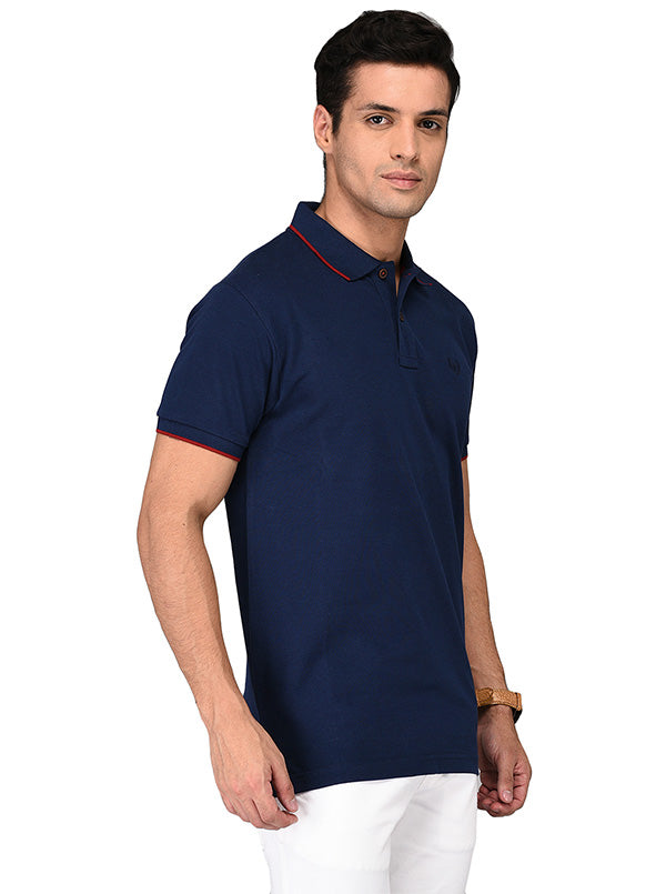 Navy Blue Slim Fit Polo T-shirt | Greenfibre