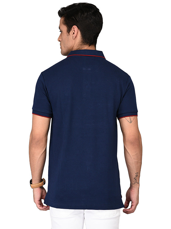 Navy Blue Slim Fit Polo T-shirt | Greenfibre