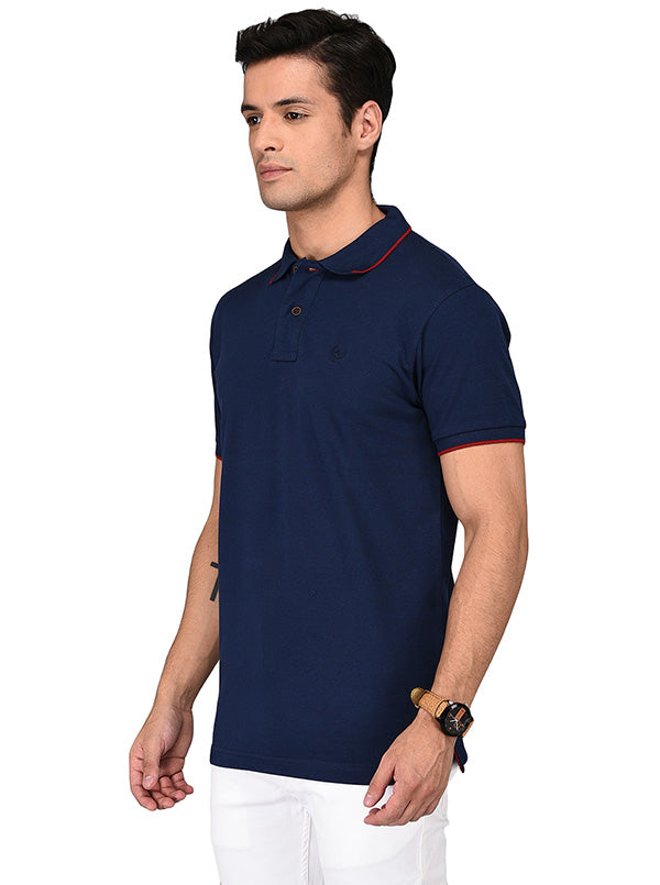 Navy Blue Slim Fit Polo T-shirt | Greenfibre