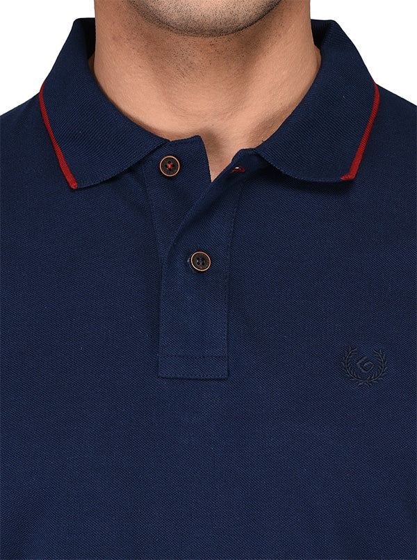 Navy Blue Slim Fit Polo T-shirt | Greenfibre