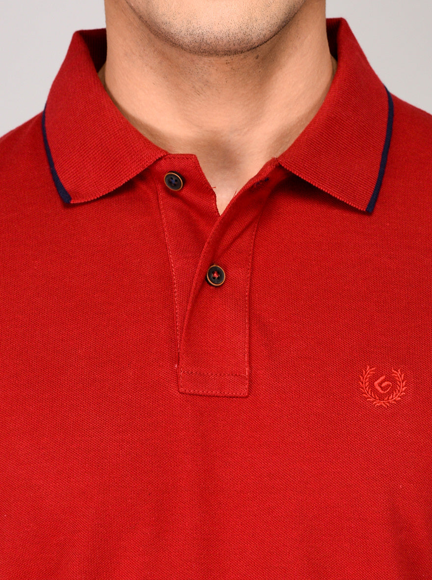 Maroon Slim Fit Polo T-shirt | Greenfibre