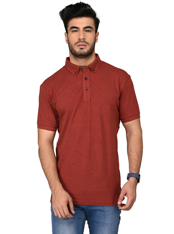 Rustic Red Slim Fit Polo T-shirt | JB Sport