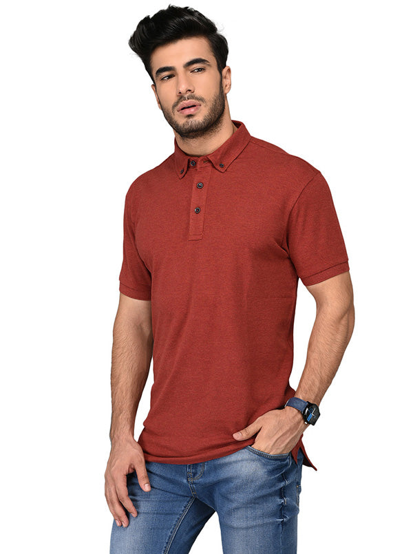 Rustic Red Slim Fit Polo T-shirt | JB Sport