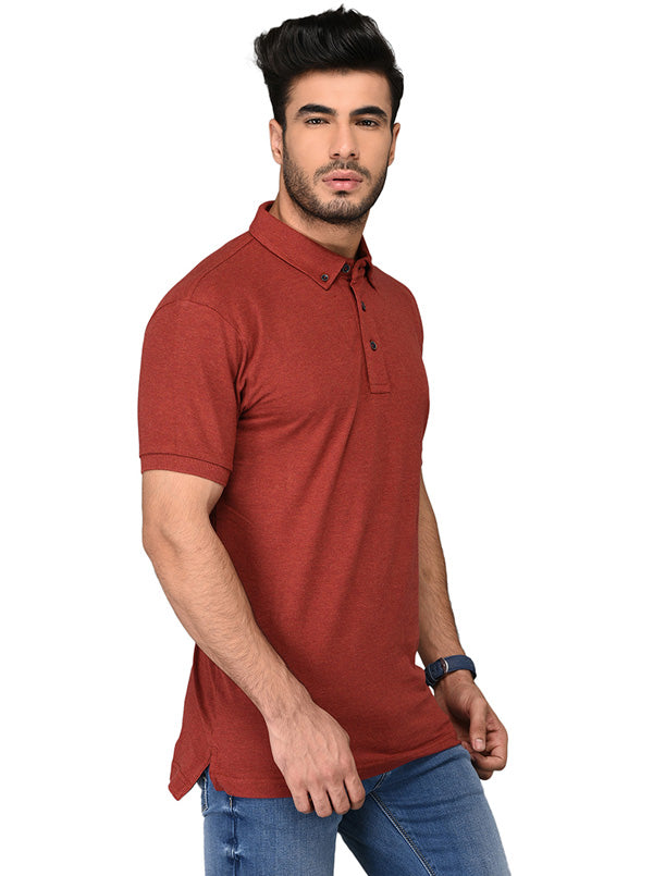 Rustic Red Slim Fit Polo T-shirt | JB Sport