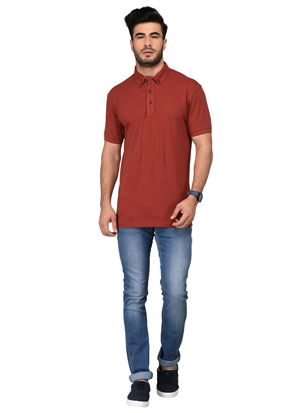 Rustic Red Slim Fit Polo T-shirt | JB Sport