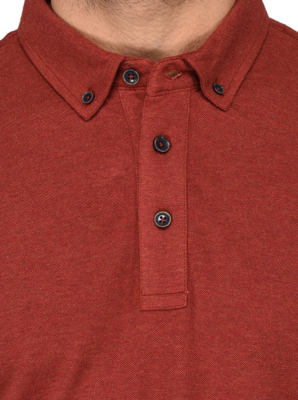 Rustic Red Slim Fit Polo T-shirt | JB Sport