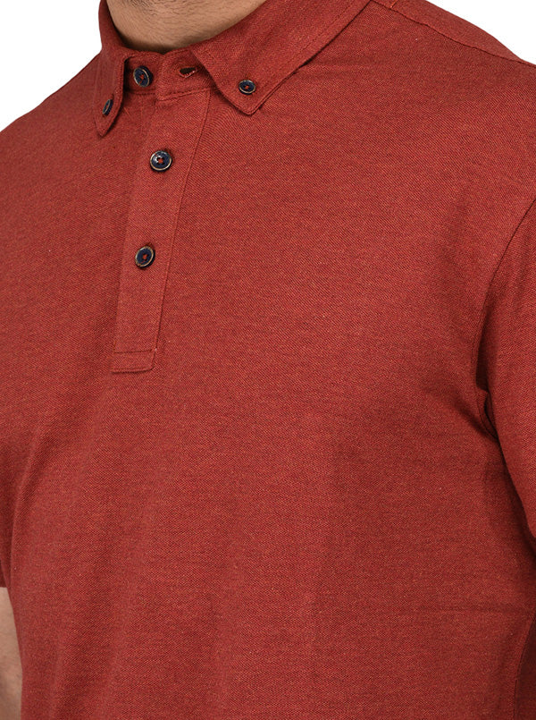 Rustic Red Slim Fit Polo T-shirt | JB Sport