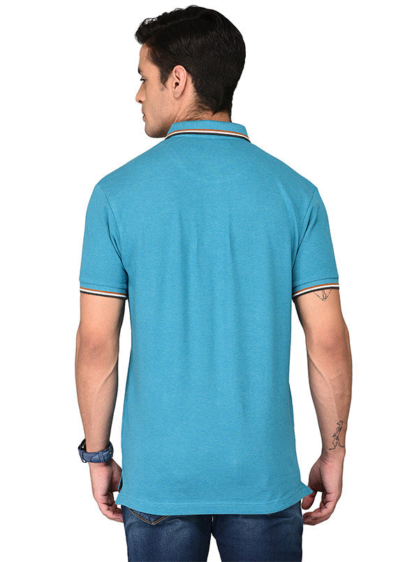 Turquoise Blue Slim Fit Polo T-shirt | JB Sport