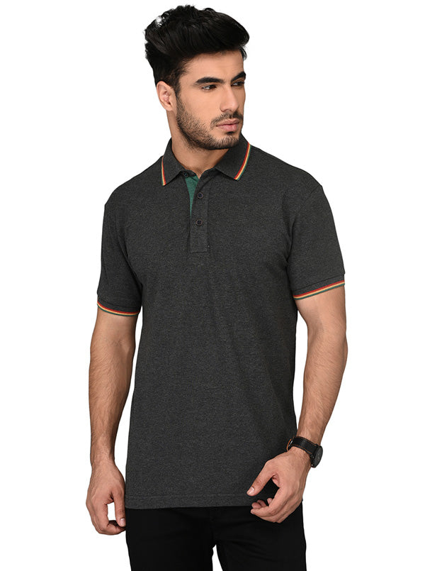 Dark Grey Slim Fit Polo T-shirt | JB Sport