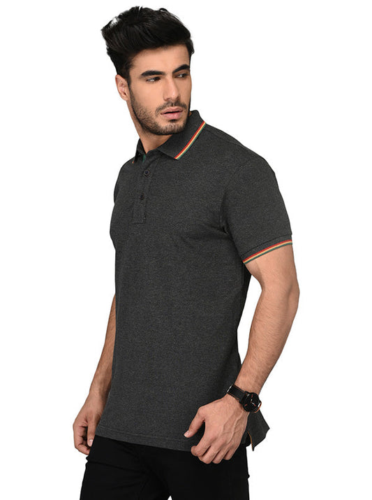 Dark Grey Slim Fit Polo T-shirt | JB Sport