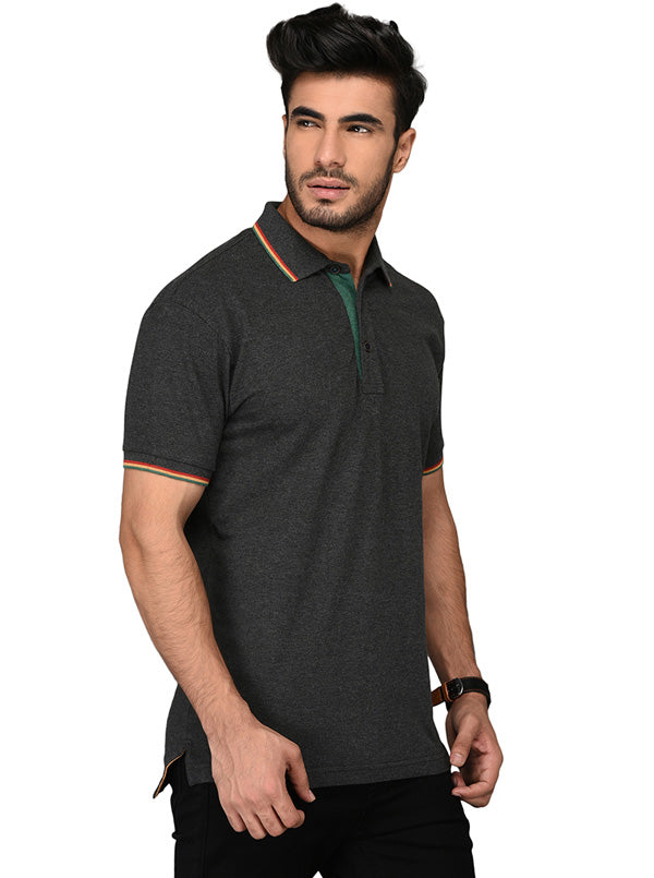 Dark Grey Slim Fit Polo T-shirt | JB Sport