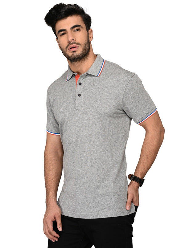 Light Grey Slim Fit Polo T-shirt | JB Sport