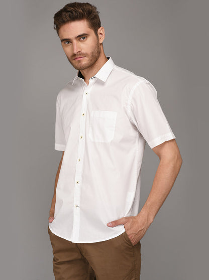 Greenfibre White Regular Fit Casual Shirt
