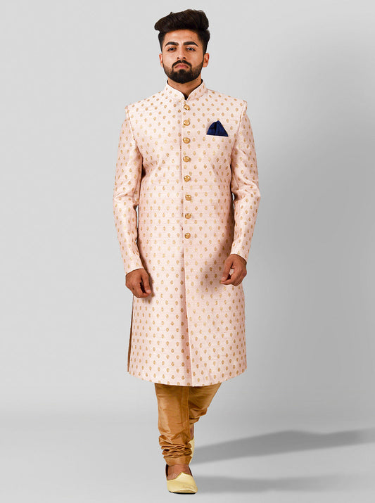 Peach & Golden Sherwani | Azania