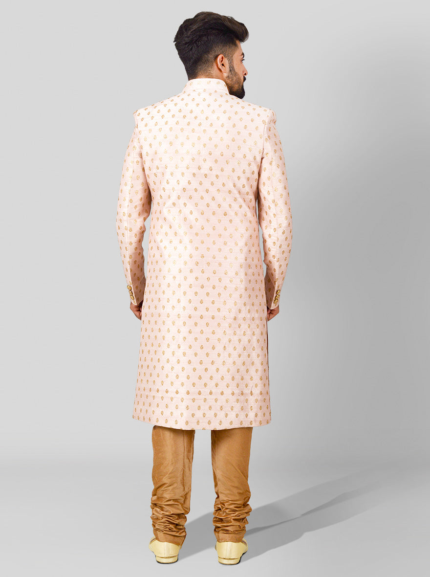 Peach & Golden Sherwani | Azania