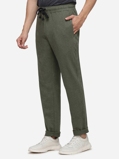 Olive Green Solid Regular Fit Track Pant | JadeBlue